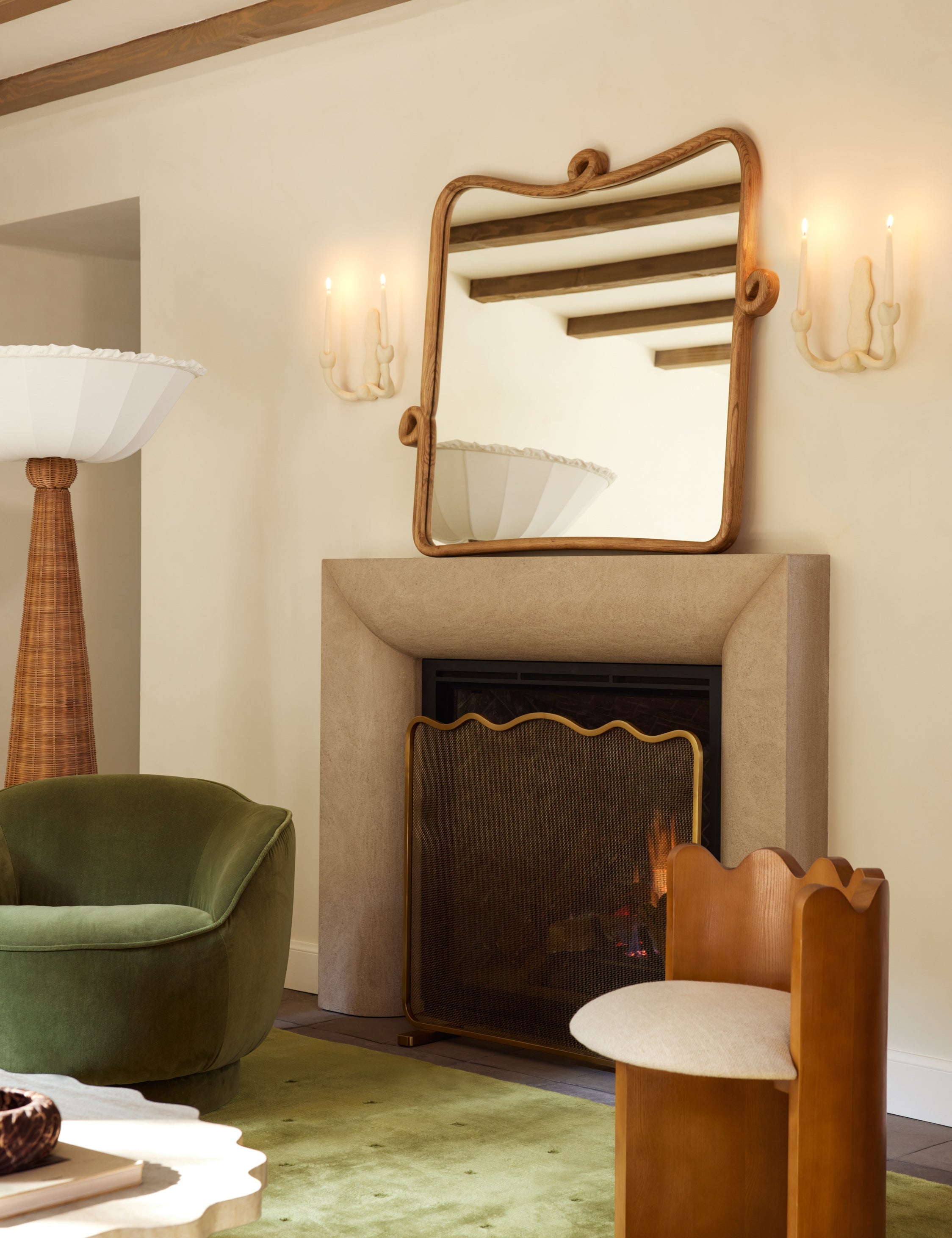 Looped Wood Mantel Mirror by Sarah Sherman Samuel
