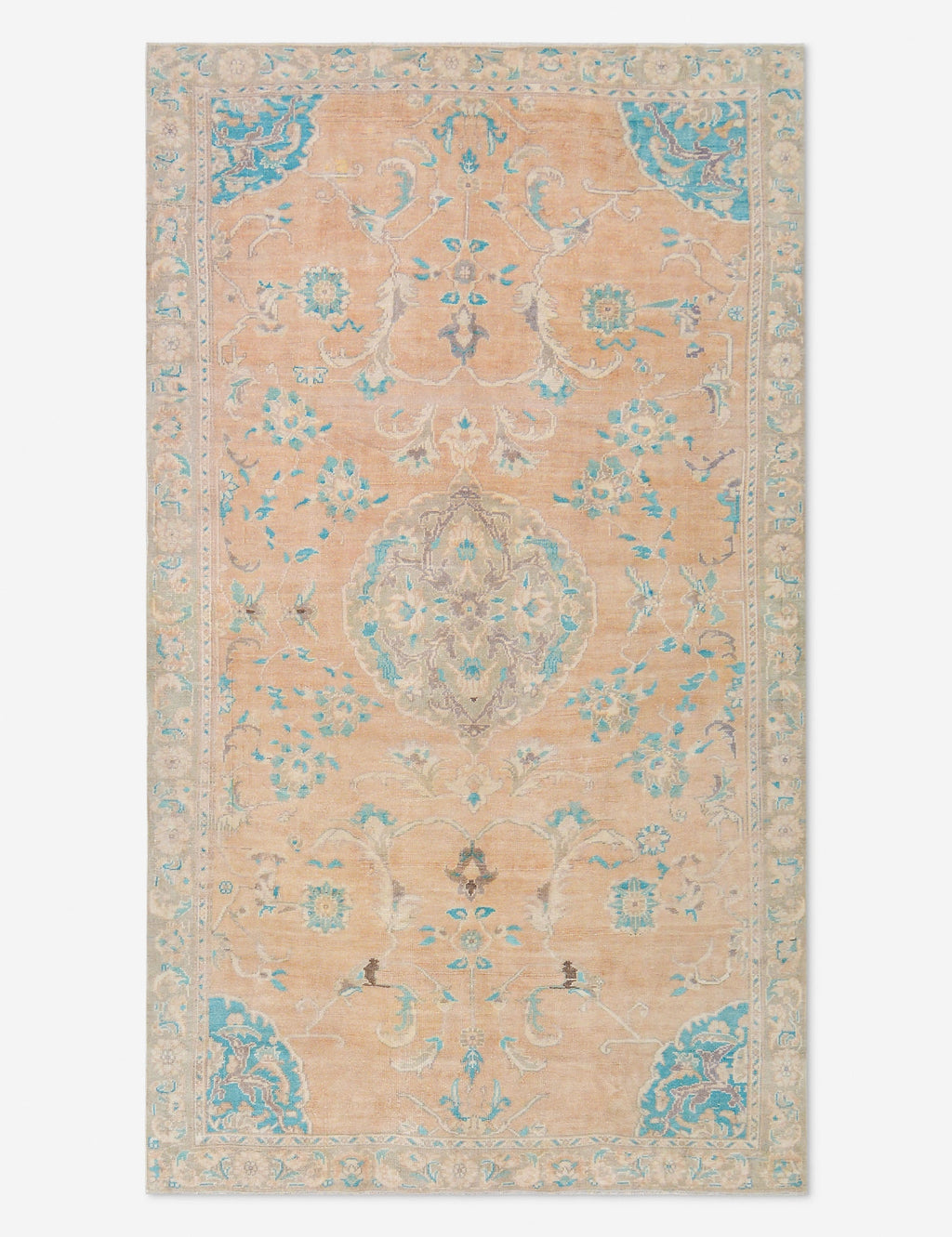 Vintage Turkish Hand-Knotted Wool Rug No. 464, 5' 6 x 9' 7