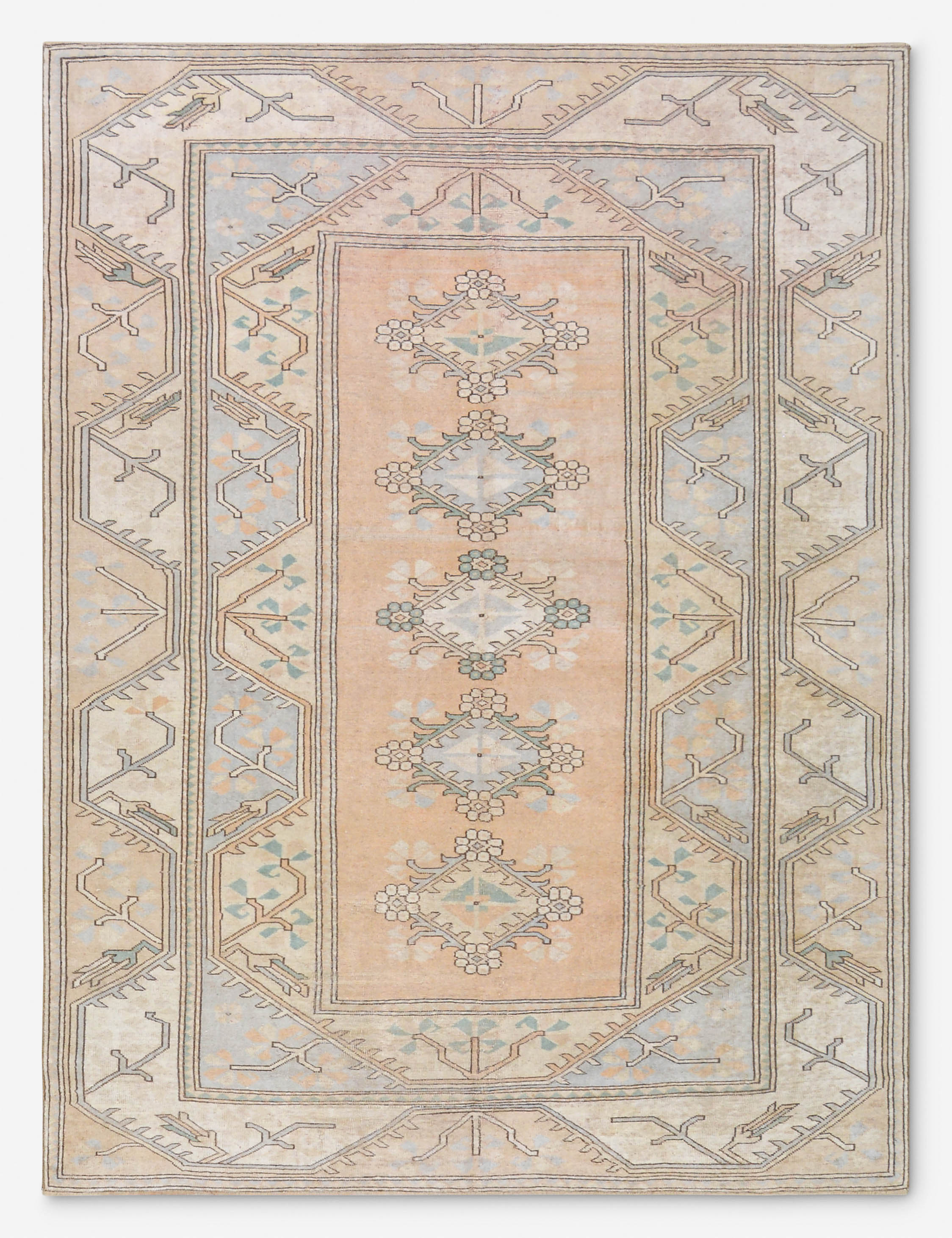 Vintage Turkish Hand-Knotted Wool Rug No. 468, 6' 5 x 9'