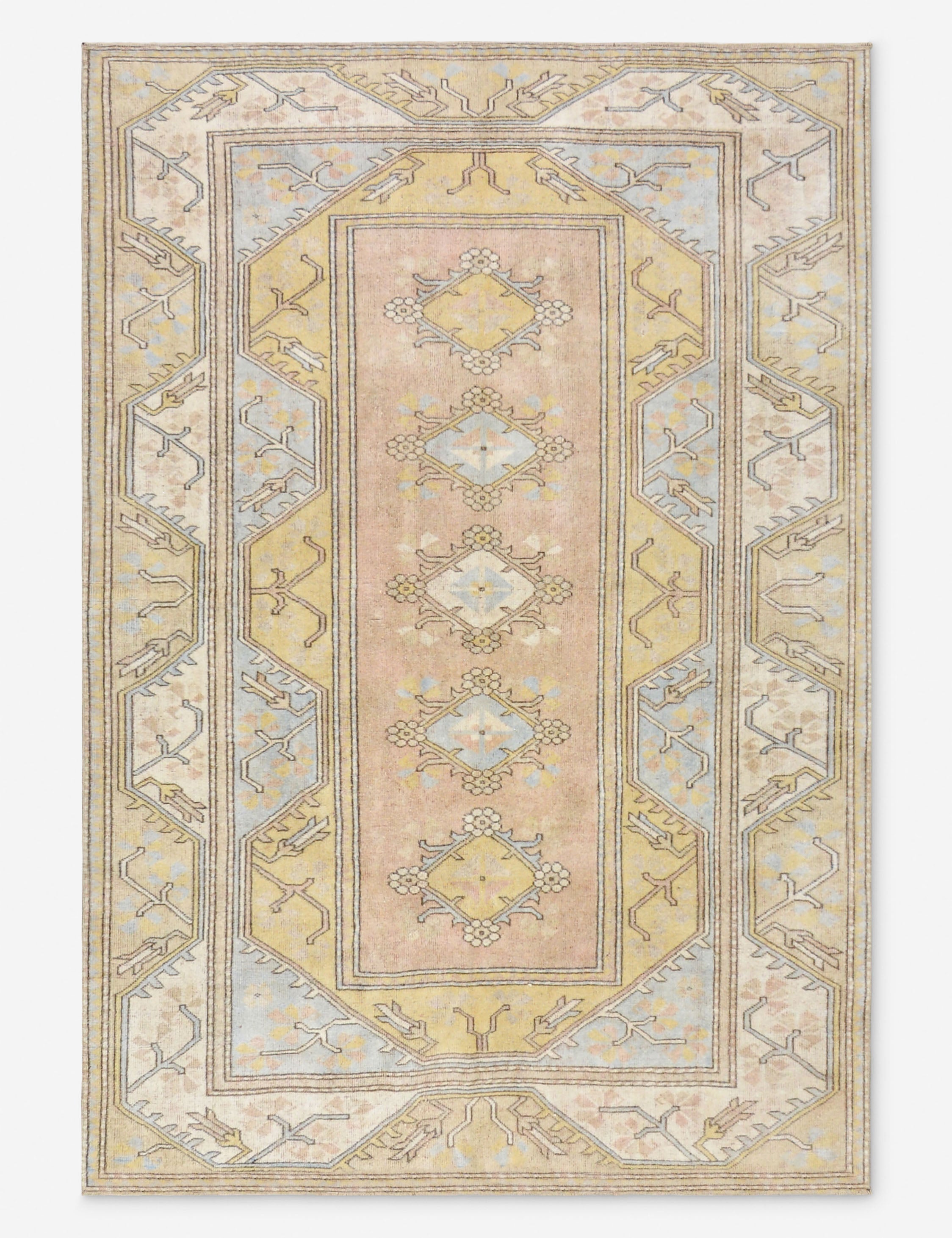 Vintage Turkish Hand-Knotted Wool Rug No. 516, 5' 6 x 8'