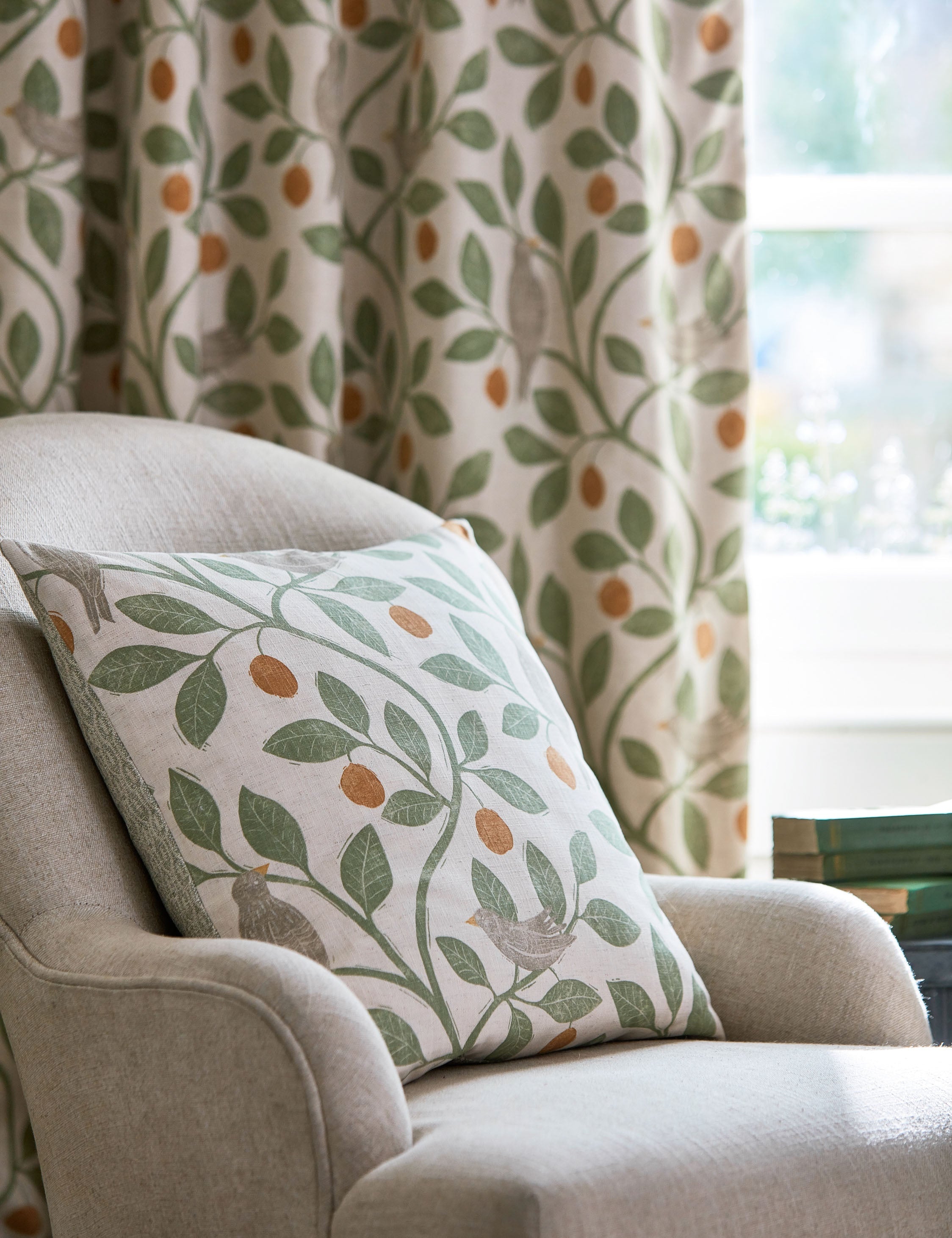 Damson Tree Cotton Fabric by Sanderson