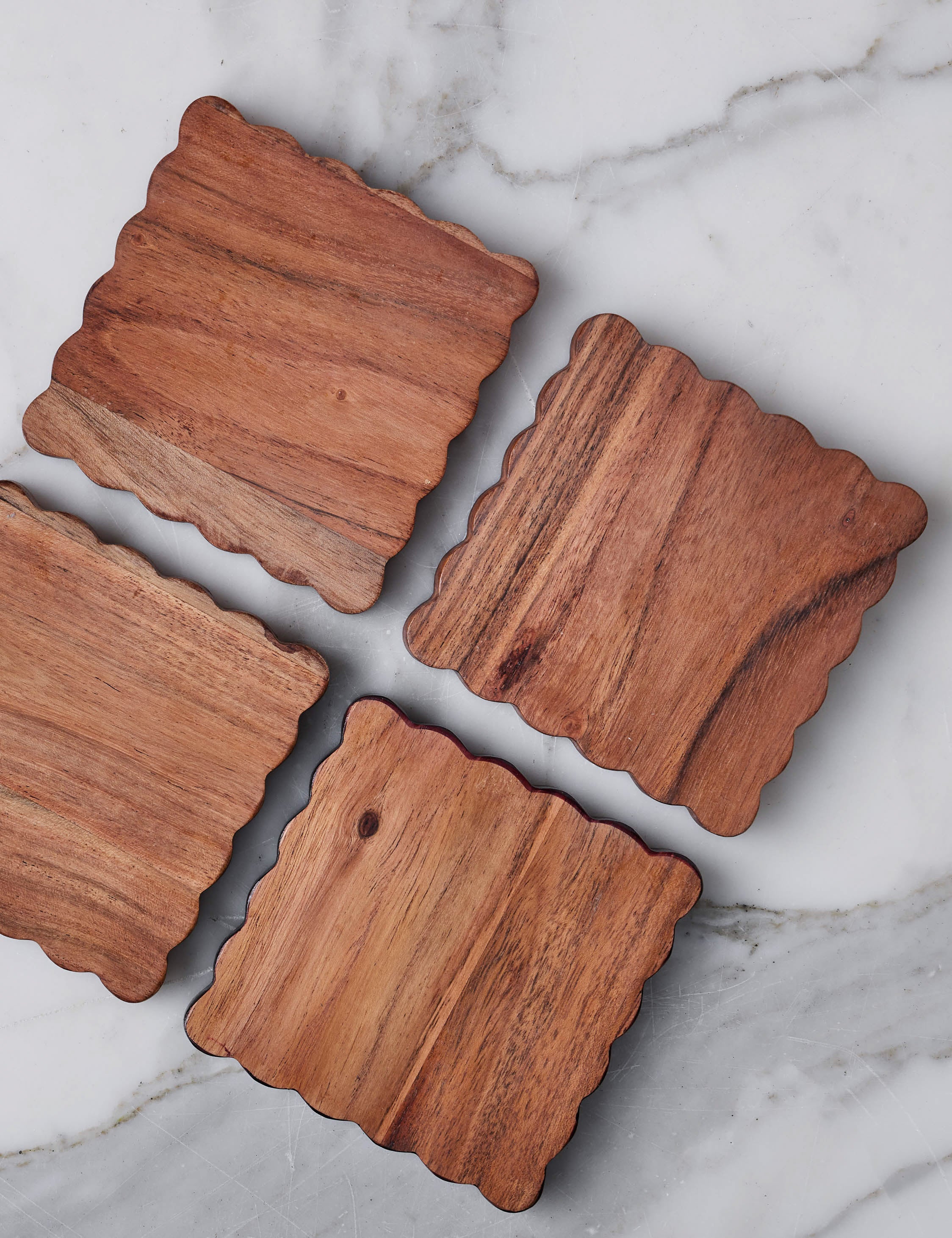 Scalloped Wood Coasters (Set of 4) by etúHOME