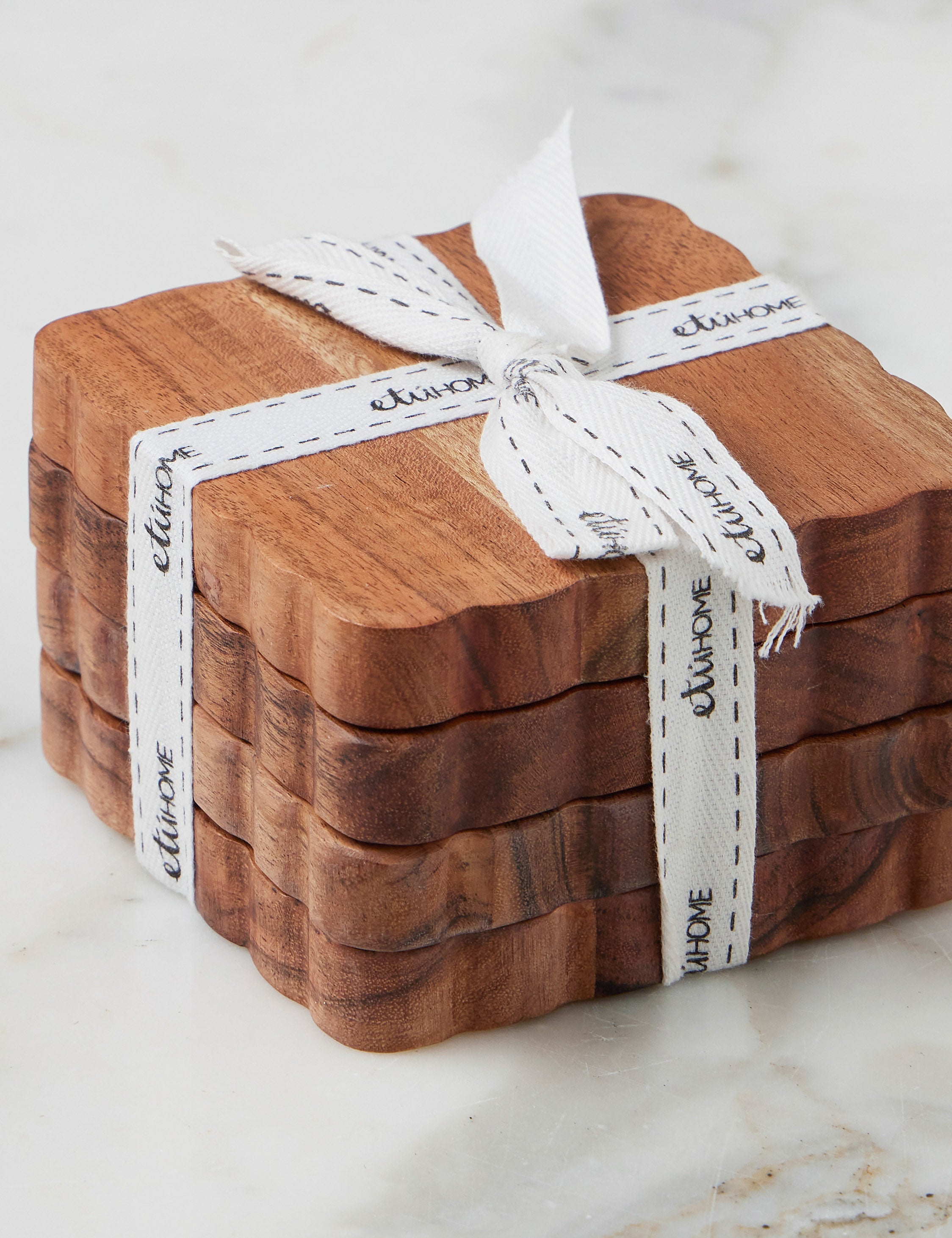 Scalloped Wood Coasters (Set of 4) by etúHOME